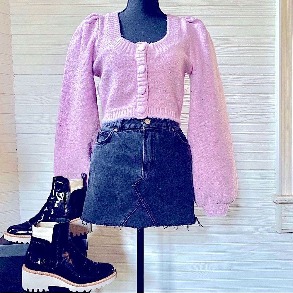 topshop | MOTO | Black Denim Mini Skirt